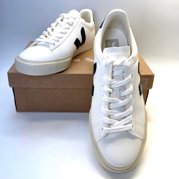 Veja Campo Leather Sneakers Extra White/Black Unisex Size EU40 US9W/7M - Picture 2 of 8